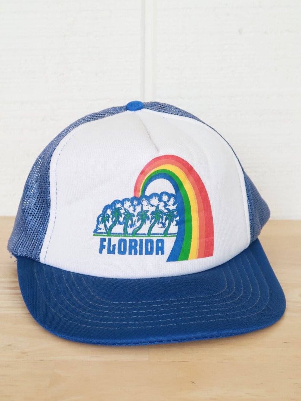 Vintage 80s Florida Rainbow Snapback Foam Trucker Hat